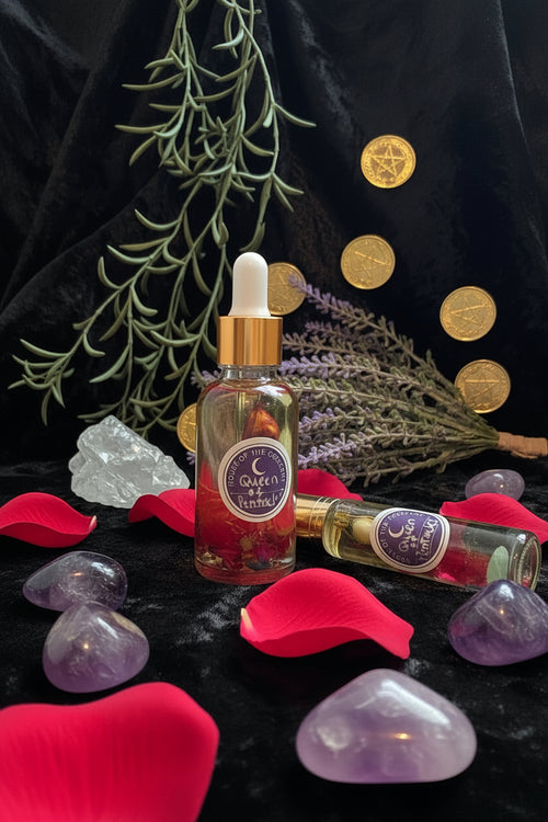 Queen of Pentacles Perfume Oil - Dark Oud & Vetiver Prosperity Spell Oil